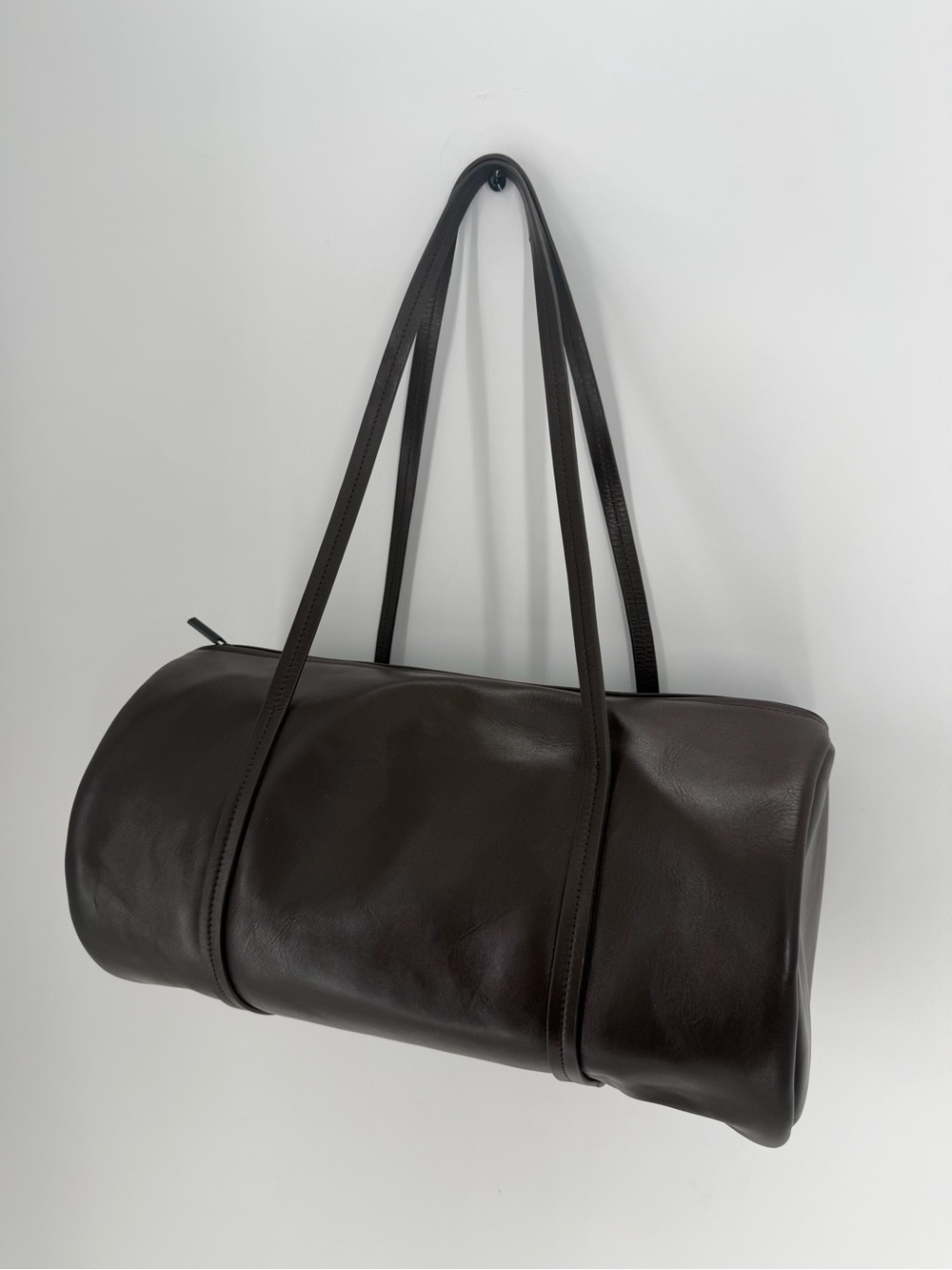 St. Agni Large Connolo Leather Cylinder Shoulder Bag In Coffee Brown - Picture 2 of 10